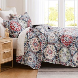 Southshore Fine Living, Inc. Kilim Collection Oversized King Quilt Bedding Set, Lightweight, Soft Bedspread 3-Piece, Two Matching Shams 108" x 98", King/California King, Multi-Colored