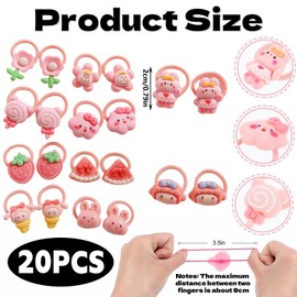 Omeblos 20 Pieces Hair Bands,Hair Bobbles,Hair Accessories for Girls,Pink Clouds Cartoon Design for Toddlers Little Girls Baby Kids Infant Use Fine Styling Daily Party Decoration 10 Patterns in Pairs