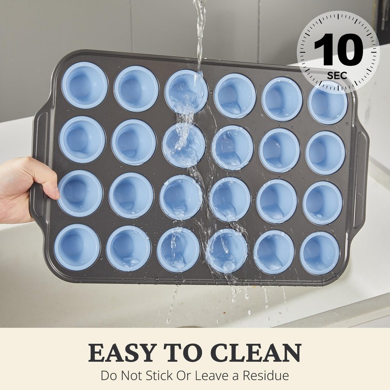 BRONYPRO Silicone Mini Muffin Pan with Metal Frame, Egg Bite