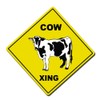 Cow Cross Xing Crossing Sign Metal Tin Sign - Yellow
