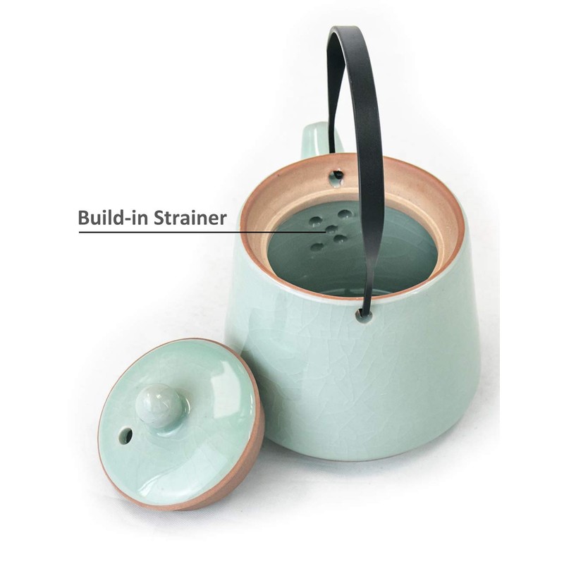 Dahlia Ice Crack Celadon Porcelain 7-pcs Gongfu Tea Set in