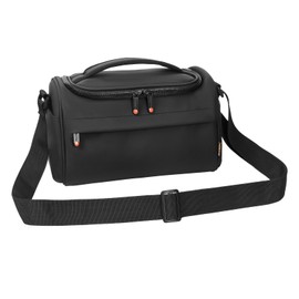 FOSOTO SLR Camera Bag, Large Capacity, Shoulder Bag, Oblique Bag, Processing, Lightweight, PU Material, Waterproof, Business Trips, Black, black, Leisure