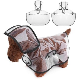 PETCUTE Dog Raincoat, Waterproof Pet Raincoat with Hood, Transparent, PVC, Breathable, Dog Raincoat with Button Closure, Suitable for Medium and Large Dogs