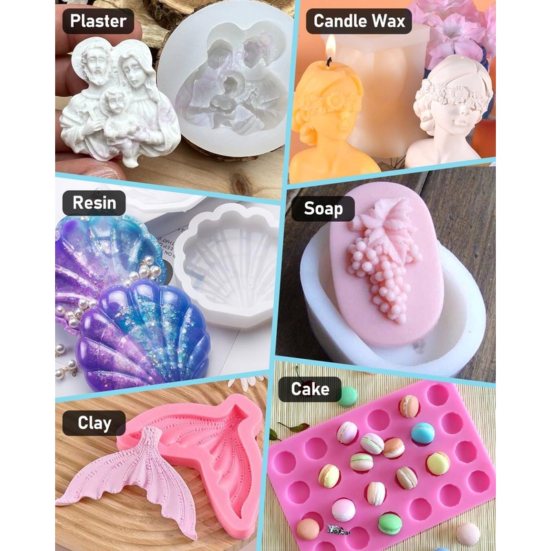 74oz Platinum Silicone Mold Making Kit with Molds Housing &
