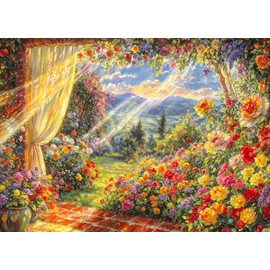 Petal Paradise Jigsaw Puzzles for Adults 500 Pieces Sunlit Garden Jigsaws 500 Piece Puzzles for Adults