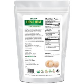 Organic Lion's Mane Mushroom Extract Powder - Weight 1 lb - Medicinal Mushroom Supplement, Nootropic for Focus, Cognitive and Immune System Support, Great Addition to Morning Coffee and Tea