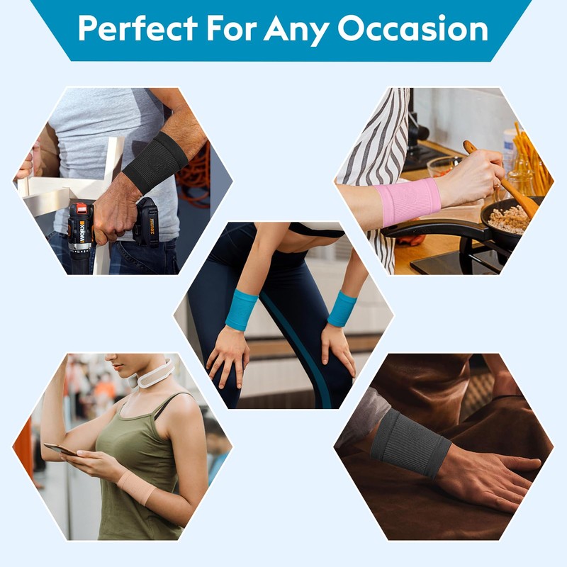 KEKING® Compression Wrist Sleeves for Women Men, 1 Pair, Premium