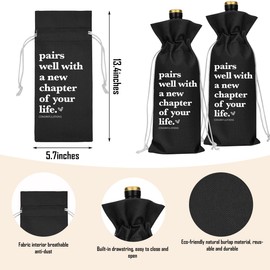 Black Funny New Chapter Wine Bag New Beginnings Gifts for Women Men Farewell Gifts for Friends Going Away Gifts for Coworkers Women Men Moving Away Gifts for Friends New Teacher Gifts
