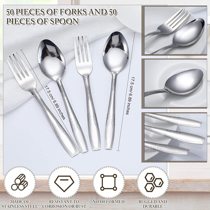 Nuogo 100 Pieces Forks and Spoons Silverware Set Stainless Steel
