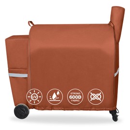 QuliMetal Pellet Grill Cover for Traeger Pro 34/780, Texas Elite 34, Eastwood 34 Series Pellet Grills, Z Grills 700/550/600, 600D Fade Resistant Full Length Grill Cover with Elastic Drawstrings, Brown