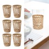 6 PCS Woven Cup Holders Anti Scald Hollow Straw Woven