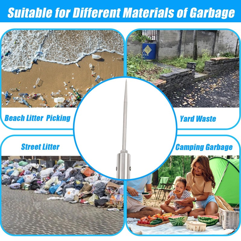 Frebuta Trash Poker Stick,48Inch Trash Picker Upper Grabber High-Duty Stainless