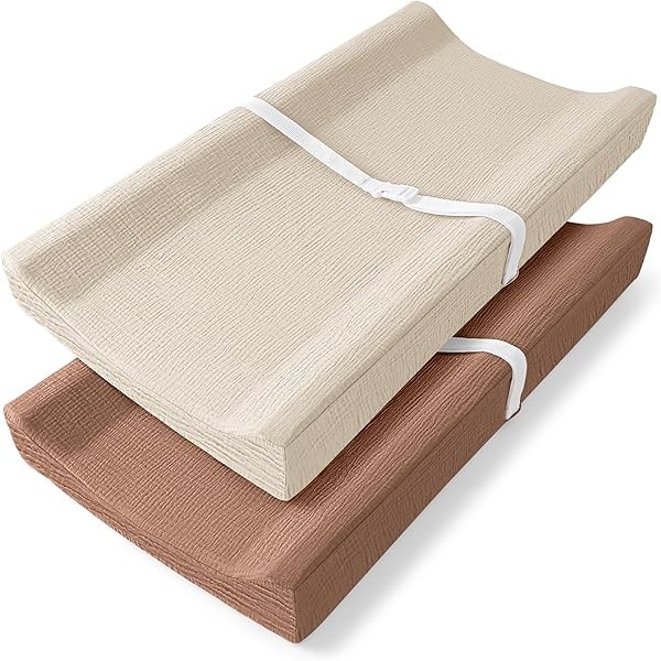 Bearmoss Changing Pad Cover, 2 Pack Muslin [100% Cotton] Diaper