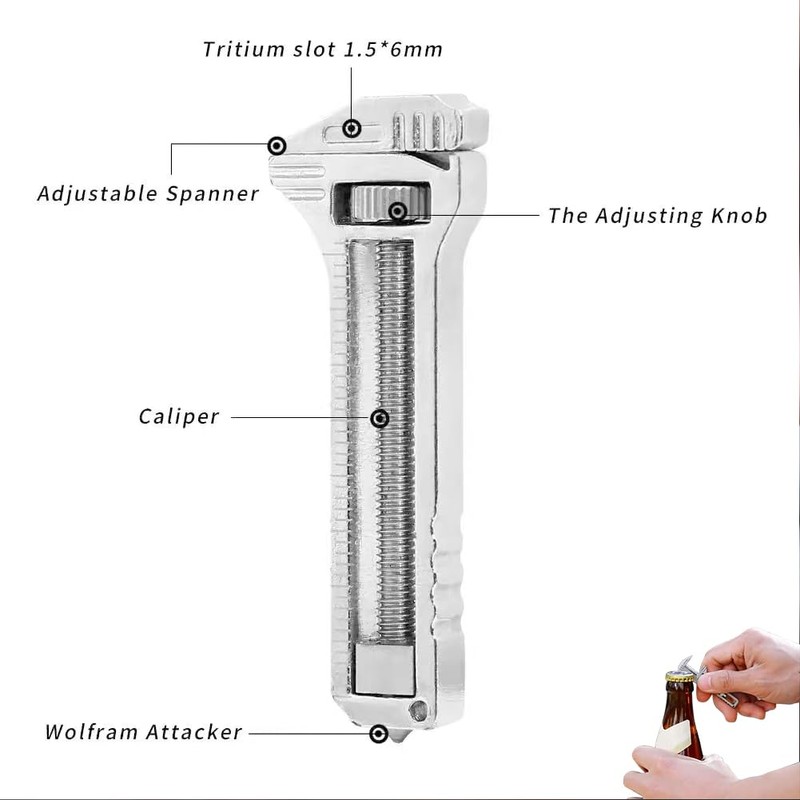 Compact Titanium Multi-tool, Pocket Multitool Mini Wrench, Bottle Opener Keychain,