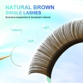 NAGARAKU Natural Brown Colored Eyelash Extensions 0.15mm D Curl 7-15mm Mix Tray Soft Individual Lashes Supplies Classic False Eyelashes Mega Volume 20 Rows Light Brown