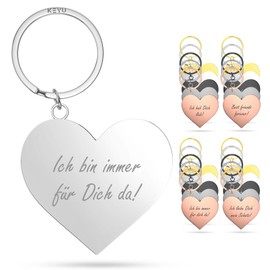 KEYU Keyring with Heart, ‘Love’ Key Fob, ‘I love you’, Girlfriend (German language), Metal