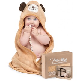 MINIBOO Toallas con Capucha para Bebés Recién Nacidos y Niños Pequeños - Toallas de Baño Súper Suaves para Bebé con Capucha, Viscosa Altamente Absorbente Hecha de Bambú, Toalla con Capucha para Niños