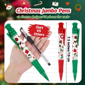 ADXCO 36 Pieces Christmas Jumbo Pen Novelty Party Favor for Kids 7.5 Inch Large Giant Ballpoint Pens Bulk School Office Supplies Christmas Party Favors Gift Bag Filler
