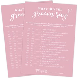 Pink Theme Bridal Shower Games 25 Guests, What did the Groom Say Bridal Games, Wedding Advice Cards, Wedding Games for Reception, Bride Groom Wedding Bachelorette Engagement Party Supplies-B12