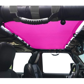 Shadeidea Sun Shade for Jeep Wrangler JL Unlimited (2018-2023) 2 Door and 4 Door Front-Pink Mesh Screen Sunshade JLU SAHARA RUBICON SPORT S Top Cover UV Blocker with Grab Bag-10 Year Warranty