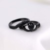 ringcrown Bridal Sets Black Gold Plated Heart Black Cz 2pcs