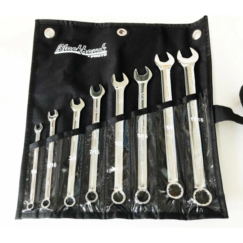 PROTO 8pc Blackhawk Proto Long Pattern Combination Wrench Set 12-Point