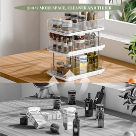 3 Tier Pull Out Under Sink Organizer- Clear + White Base-1 SET