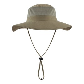 Magracy Unisex Womens Outdoor Wide Brim Sun Hat Mesh UPF50+ Safari Hats with Neck Flap Fishing Hats Light Khaki Green