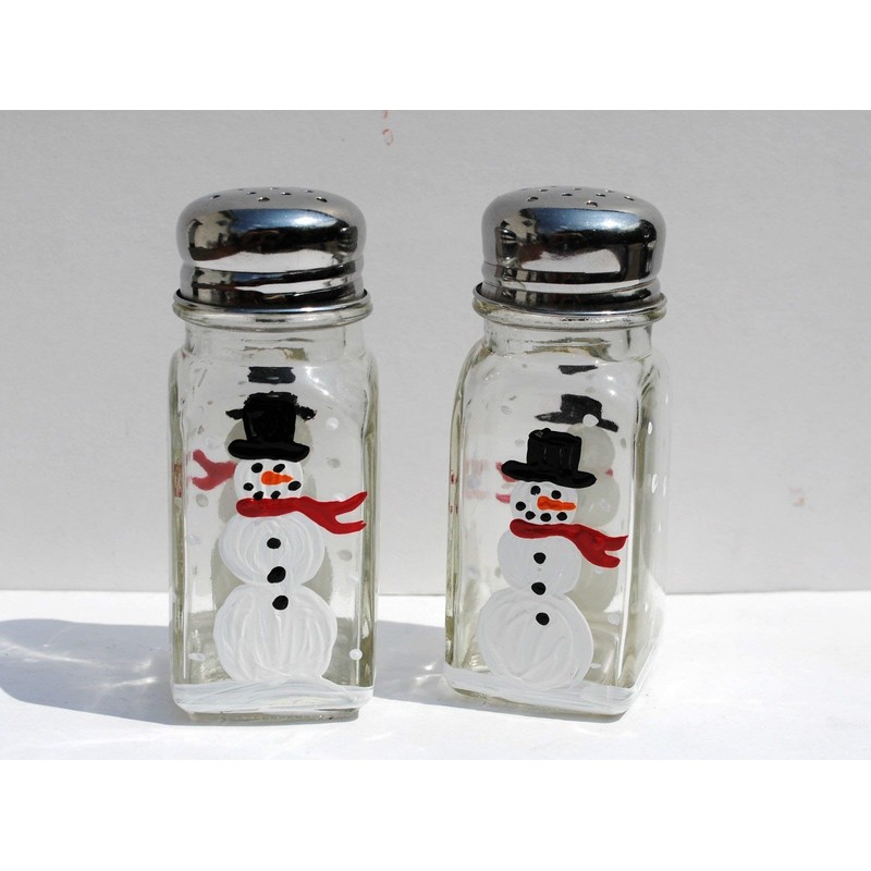 Snowman Salt and Pepper Shakers Set Hand Painted Christmas