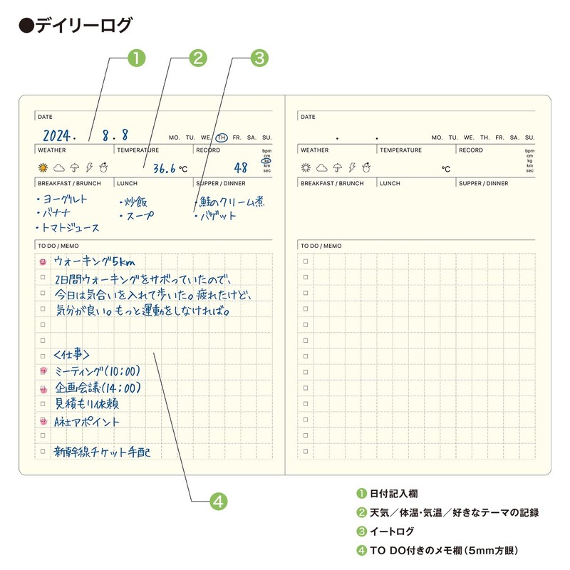 Laconic LPL02-BL Notebook Pocket Log Diary Day Free B7 Deformation