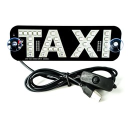 JXOFROAD Led Light TAXI Signs for Car Windshield with Suction Cups & Universal USB-Plug, Glow LED Sign Decal Stickers Suitable for All Cars (red)