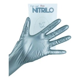 Guantes De Nitrilo Metálicos Uniseal Texturizado Sin Polvo Color Plateado Talla G