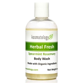 kosmatology Herbal Fresh Organic Body Wash | Moisturizing Body Cleanse | Nourishing, Clean Ingredients, Infused with Spearmint and Rosemary Essential Oils | 8 fl oz