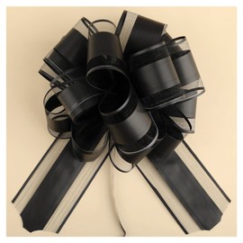 ktxaby 6 PCS 6 Inches Large Pull Bows Gift Wrapping Pull Bow Ribbon Bow for Christmas Wedding Valentine's Day Baskets Gift Boxes Decoration (Black)