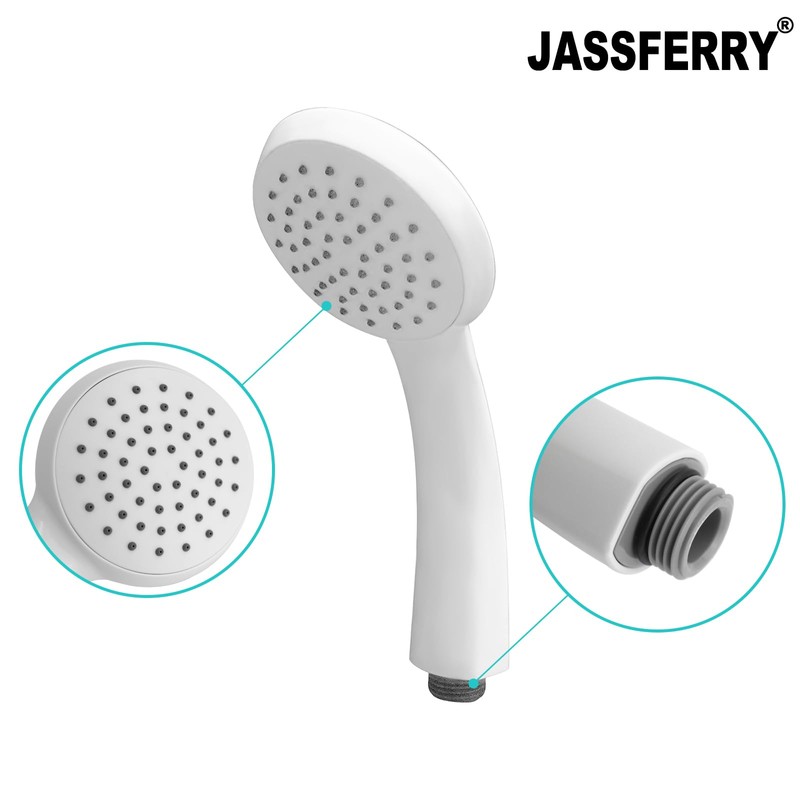 JASS Ferry White Single Function Handheld Shower Head Replacement Bathroom
