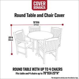 Cover Bonanza 56-404-031001-RT 70 Inch Round Table and Chair Cover, Grey