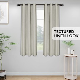 Easy-Going Linen Look Blackout Curtain 42x63 Inch Window Curtain Drapes for Bedroom, Living Room Thermal Insulated Room Darkening (Set of 2 Panels, Beige)