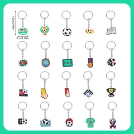 Gosknor 20pcs Football Keyrings, Sports Themed Soccer Key Rings Assorted Soccer Keychain Goodies Bags Stuff Football Party Accessories Favors Gifts for Men Kids Boys Birthday Classroom Rewards