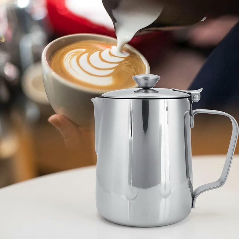 MEKOTRIN Milk Frother Cup 350ml (12oz), Stainless Steel Creamer Pitcher