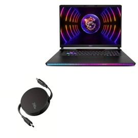 BoxWave Cable Compatible with MSI Raider GE78 HX - PD miniSync (240W), Retractable PD 240W Portable USB Type-C Cable - Jet Black