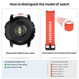 U-LIMVE Watch Band for Garmin Instinct 2X Solar Tactica/Instinct 2X Solar, 26mm Silicone Replacement Watch Strap