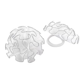 axy Children's Hair Scrunchies Pack of 2 Flower Hair Bobbles for Communion in White, Girls' Ballet Hair Accessories with Fabric Flowers HSG15 (Set of 2 Model 1)