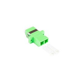 Good Connections LWL Duplex Coupling - LC (APC) to LC (APC) - for OS2 Cable - Single Mode - Plastic Housing with Flange, Ceramic Sleeve - Green
