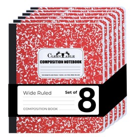 CLEENTABLE Composition Notebook 8 Pack - Hard Cover, College Ruled Paper, Notebooks for School, School Comp Book, 9-3/4 x 7-1/2 Inches, 100 Sheets, 200 Pages Marble Covers (Red)