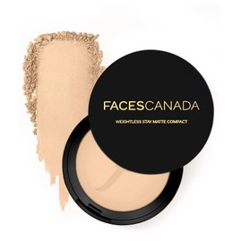 FACESCANADA Weightless Matte Finish Compact Powder - Natural | Non Oily Pressed Powder | Easy Blendable & Lightweight | Sun Protection with Vitamin E | 0.32 Oz/9g