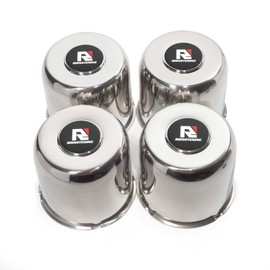 RTrhinotuning 4 PCS 4.88 in Stainless Steel Trailer Wheel Center Caps 4.47 in Tall for Truck SUV RV Rim Center Caps Chrome Push Through Hub Cover