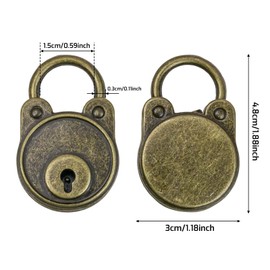 Nevoluxer Vintage Padlock with Key | 4.8 x 3 x 1 cm Bronze Decoration | For Diaries, Jewellery Boxes & Gift Boxes | Mini Lock with 1.5 cm Shackle | Rustic Clasp