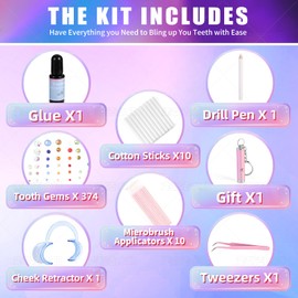 XIHONG Tooth Gem Kit, DIY Crystals Jewelry Kit, 374 PCS Gem 26 Shapes Professional Cool Tooth Gems, Safe and Easy to Get Started