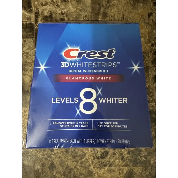 Crest 3D Whitestrips Glamorous White Levels 8 Whiter 28 strips
