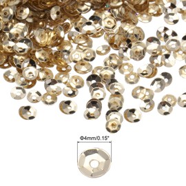 MECCANIXITY Loose Sequins 4MM Silver Backed Sequins 3000Pcs Cup Sequins Embroidery Sequins for Jewelry Making Crafts Sewing,Light Gold